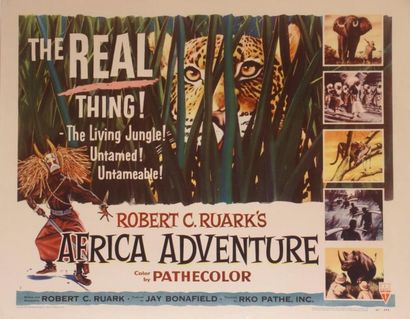 Robert C. Ruark Africa Adventure. Affiche américaine de film. H: 56 cm x L: 71 cm....