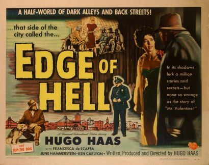 Hugo Haas Edge of hell. Affiche américaine de film. H: 56 cm x L: 71 cm. Année de...