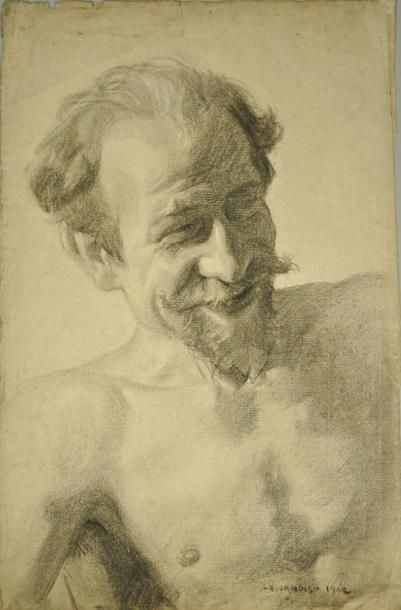 Edmond JAMOIS (1876 - 1975) Portrait d'homme dessin Estimation: 60 à 80 H: 62.00...