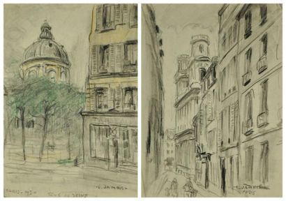 Edmond JAMOIS (1876 - 1975) Paris, rue de Seine Lot de 2 dessins Estimation: 40 à...