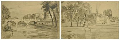 Edmond JAMOIS (1876 - 1975) Paris Lot de 2 dessins Estimation: 40 à 60 H: 18.00 cm...