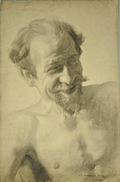 Edmond JAMOIS (1876 - 1975) Académies d'homme, Cours de dessin à l'école des Beaux...
