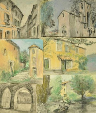 Edmond JAMOIS (1876 - 1975) Vues du Sud et de Rome. Lot comprenant 38 dessins. 3...