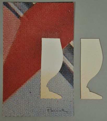 Paul PAVLOS (1930) Verre. Technique mixte sur papier. H: 19 cm x L: 12 cm. Signée...