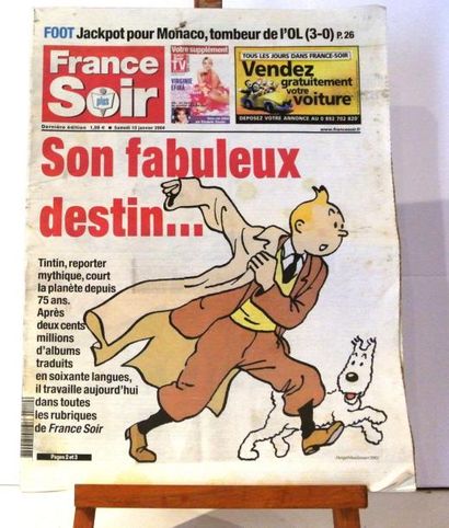 null Hergé - Ensemble de 4 pièces Tintin. - 2 agendas cartonnés de 1995 et 1996 (format...