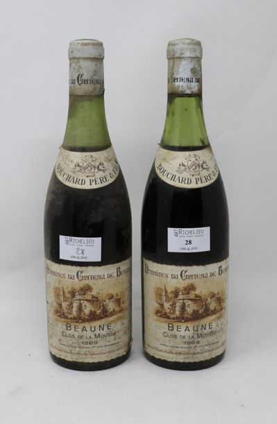null 2 bouteilles, Beaune Clos de la Mousse 1er Cru, 1969, Bouchard père et fils...