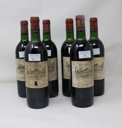 null 6 bouteilles, Château Le Bourdieu, 1986, Haut-Medoc (4 x bas goulot, 2 x haut...