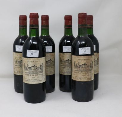 null 6 bouteilles, Château Le Bourdieu, 1986, Haut-Medoc (6 x bas goulot, étiquettes...