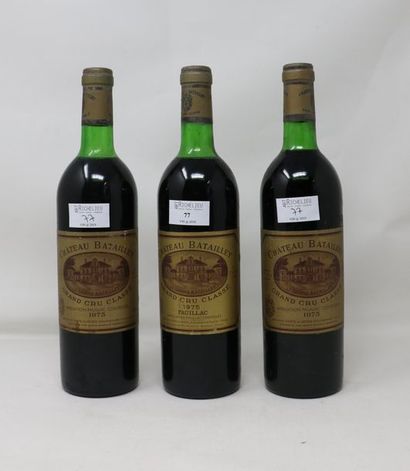 null 3 bouteilles, Château Batailley, 1975, GCC Pauillac (3 x haut épaule)