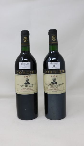 null 2 bouteilles, Pauillac, 1986, collection privée D. Cordier (étiquettes tach...
