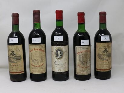 null Lot de 5 bouteilles de Saint-Emilon comprenant:

- 2 bouteilles, Château Milon,...