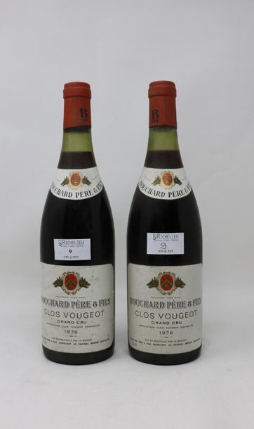 null 2 bouteilles, Clos Vougeot Grand Cru, 1976, Bouchard père et fils (2 x bas ...