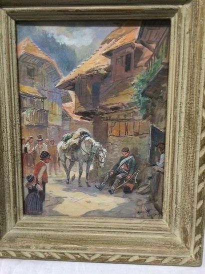 null Maurice TOUSSAINT (1882-1974)

"Dragon au repos dans un village du Tyrol

Gouache...