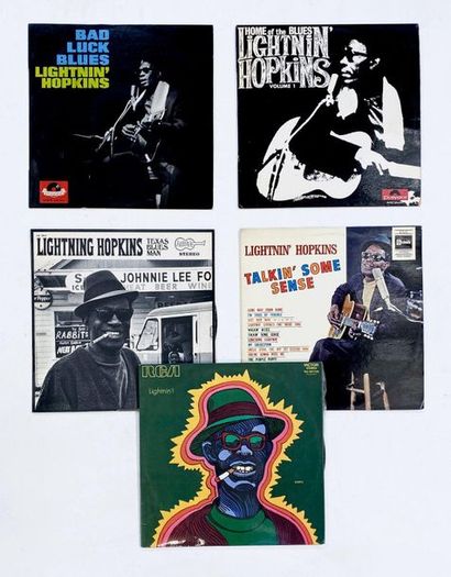 null 5 Lps of Lightnin’ Hopkins, french original pressings. VG+ to NM VG+ to NM