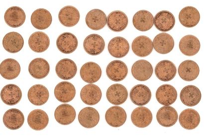 null Forty (40) 20 F Swiss gold coins Total
weight: 257.95 g (rubbed, worn)