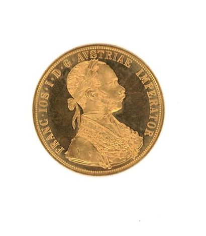 null One (1) piece of 4 Austro-Hungarian gold ducats, 1915
Weight: 13.96 g (rubbed,...