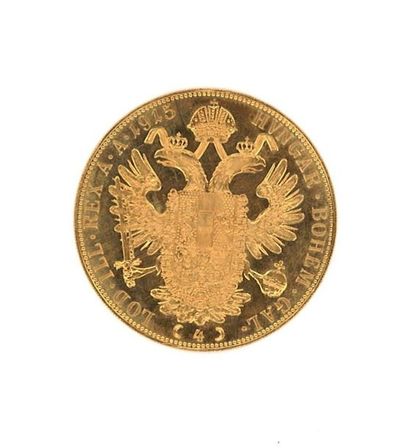 null One (1) piece of 4 Austro-Hungarian gold ducats, 1915
Weight: 13.96 g (rubbed,...