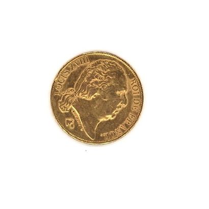 null One (1) 20 FF gold coin, Louis XVIII (1819)
Weight: 6,40 g (rubbed, worn)
