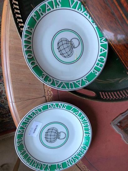 null Two salad plates, letter weight
