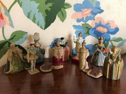 null Small batch of nine lead figurines representing historical figures 