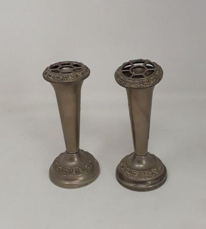 null Two pewter candle holders
