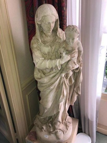 null 19th century school

Virgin and child, limestone statue

Height: 146 cm (mi...