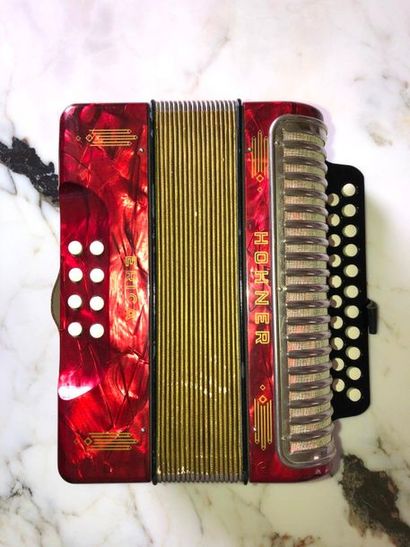 null Red bakelite accordion brand HOHNER ERICA