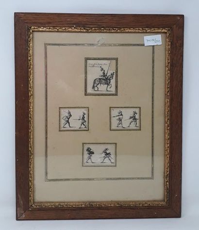 null In a frame, four cut-out vignettes, engraved after Callot "knight and soldi...