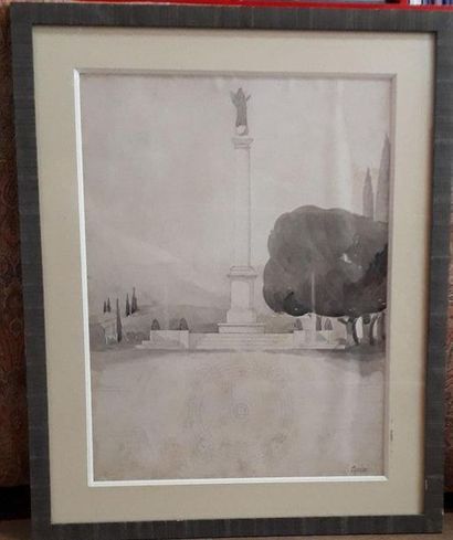 null AUREJAC (20th century school)

"Draft Column"

Pencil lead, ink and wash, signed...