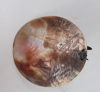 null Carved mother-of-pearl night light "Arcachon - Estuary", Early 20th century,...