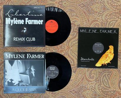 FRANCAIS 3 disques maxi 45 T - Mylène Farmer "Libertine", "A quoi je sert" et "Désenchantée"...