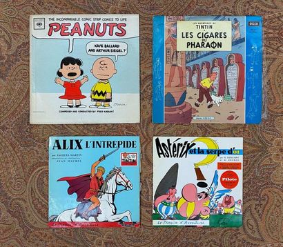 POCHETTES ILLUSTREES 2 x Lps and 2 x 10'' - Illustrated comic book covers - Tintin,...