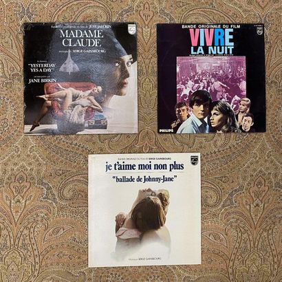BOF 3 x Lps - Original Soundtracks by Serge Gainsbourg, including "Vivre la nuit",...