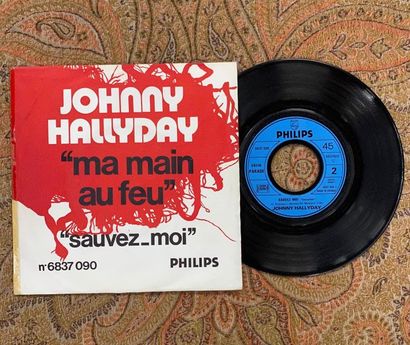 Johnny HALLYDAY 1 disque 45 T Jukebox + pochette - Johnny Hallyday "Ma main au feu"

VG...