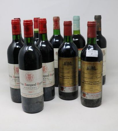 BORDEAUX Lot de dix (10) bouteilles:

- Trois (3) bouteilles - Château Bourgneuf...