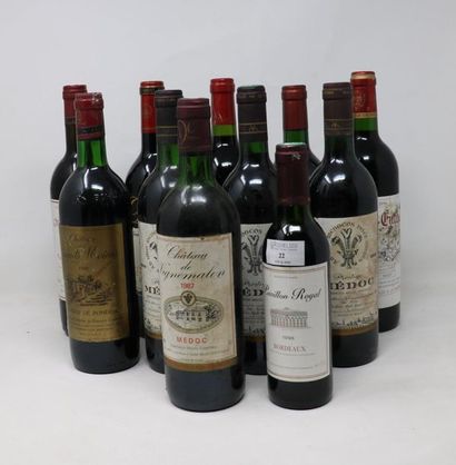 BORDEAUX Lot of eleven (11) bottles: 

- One (1) bottle - Compte de Boubant, 1986,...