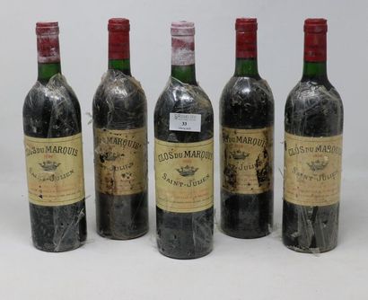 BORDEAUX Five (5) bottles - Clos du marquis, 1986, Saint Julien (5 x label in poor...