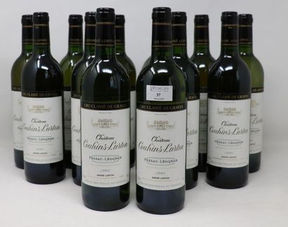 BORDEAUX Douze (12) bouteilles - Château Couhins, 1998, Pessac Leognan Blanc (CB...