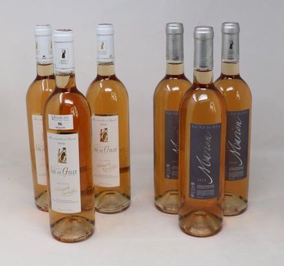 Rhone - Sud de la France Lot de six (6) bouteilles:

- Trois (3) bouteilles - Val...