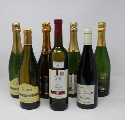 LOIRE Lot de sept (7) bouteilles: 

- Une (1) bouteille - Pinot gris du Luxembourg,...