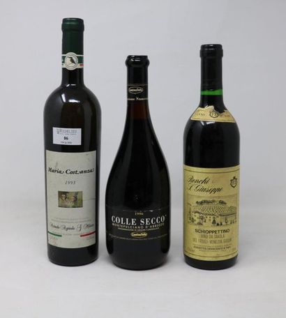 VINS ETRANGERS Lot de trois (3) bouteilles:

- Une (1) bouteille - Ronchi San Guiseppe,...