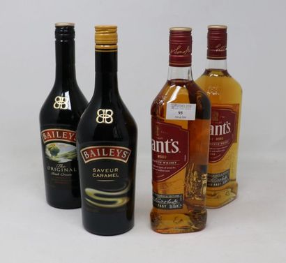Alcools - Aperitifs…. Lot de quatre (4) bouteilles:

- Deux (2) bouteilles - Whisky...