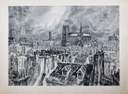 null Albert DECARIS (1901-1988)

Suite of four works on Paris:

- "Les toits de Paris...