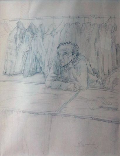null Robert GUINAN (1934 - 2016)

"The Dry Cleaner"

Drawing, signed and dated (19)74...
