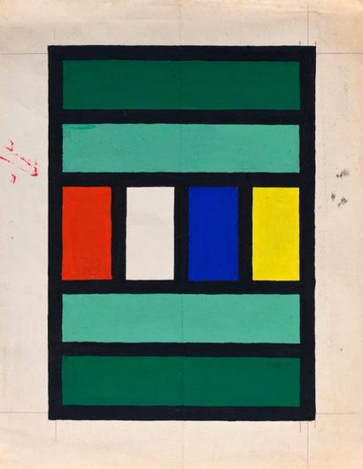 null Jean LEPPIEN (1910-1991)

Composition green white, red and yellow, 1977

Gouache...