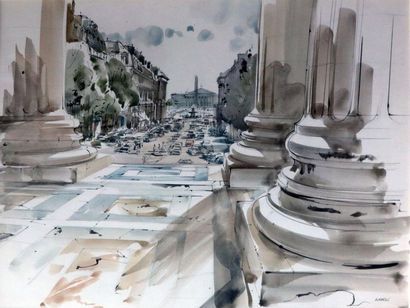 null Serge MARKÖ (1926 - 2014)

"Perspective of the Madeleine Church - National Assembly"

Watercolor,...