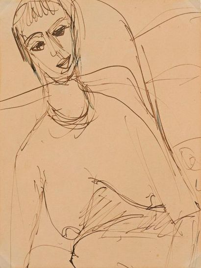 null School of the 20th century 

Portrait of a seated woman

Pen and brown ink.

18...