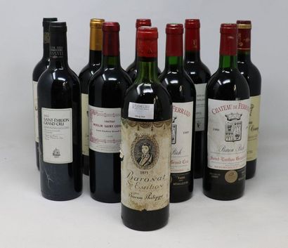 BORDEAUX Lot de dix (10) bouteilles:

- Une (1) bouteille - Baronat, Baron Philippe,...