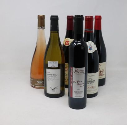 DIVERS Lot de six (6) bouteilles:

- Une (1) bouteille - Vinsobres, 2011, Famille...