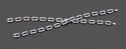 null Articulated BRACELET in openworked white gold (750‰) with hexagonal motifs set...